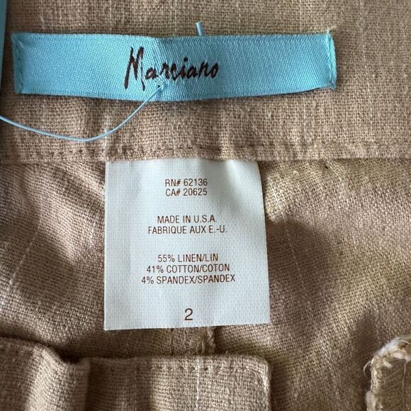 Marciano Striped Linen Blend Pants with Sequined Side Panel 2 - Picture 10 of 12